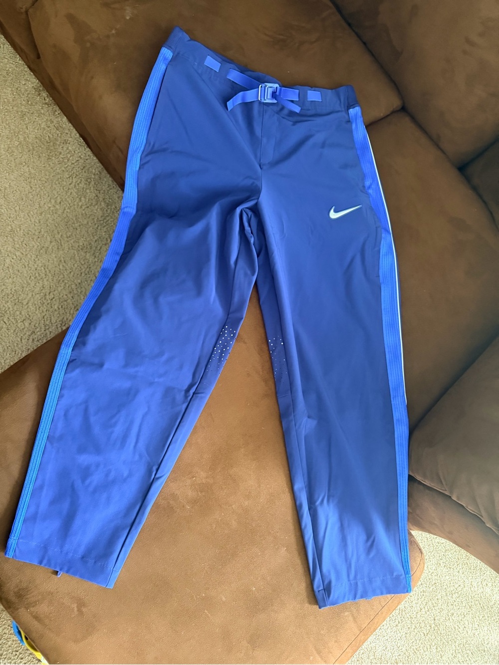 Nike Royal Blue Track Pants with Ribbed Waistband for Women